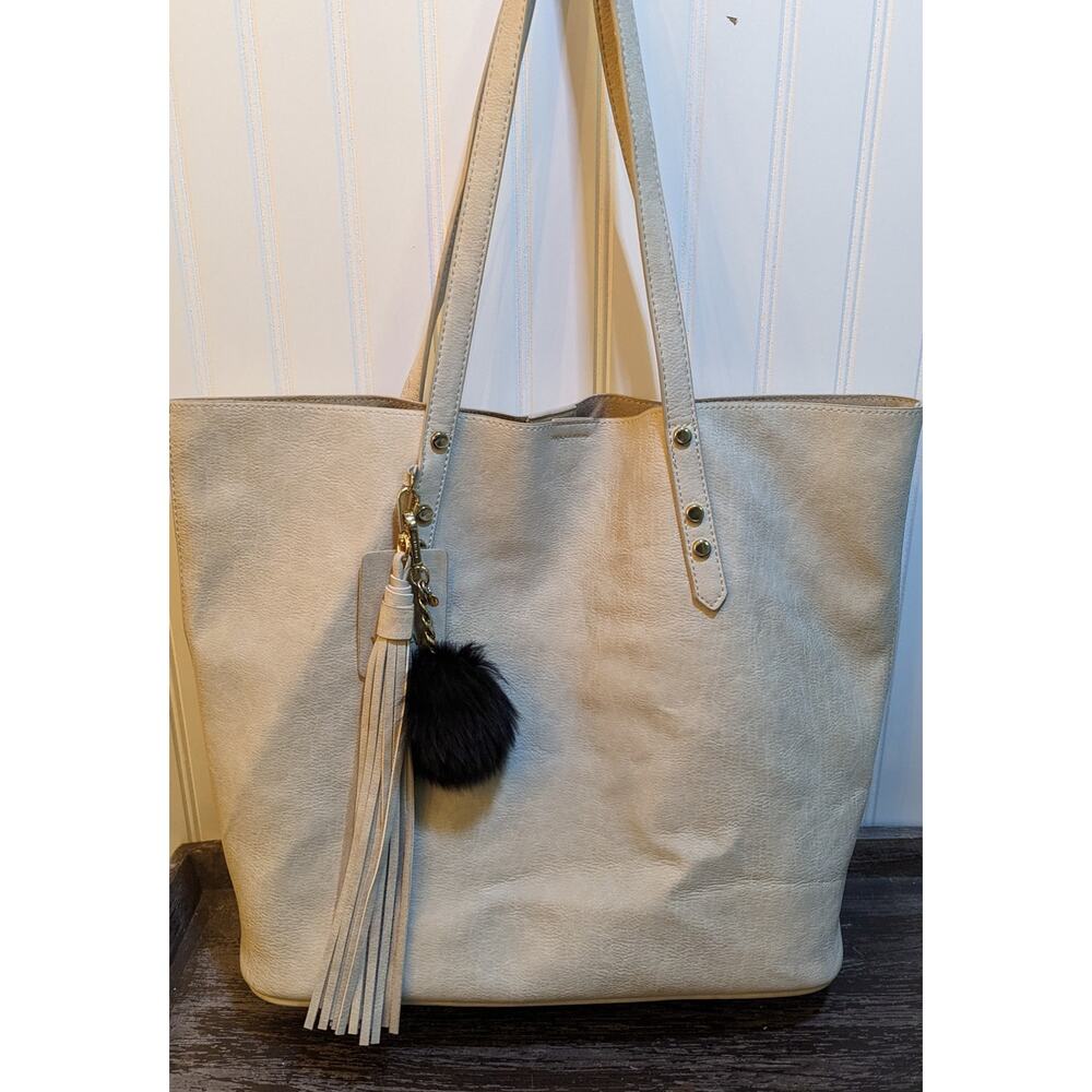 Women's Vegan Leather Faux Suede Beige Fashion Tote